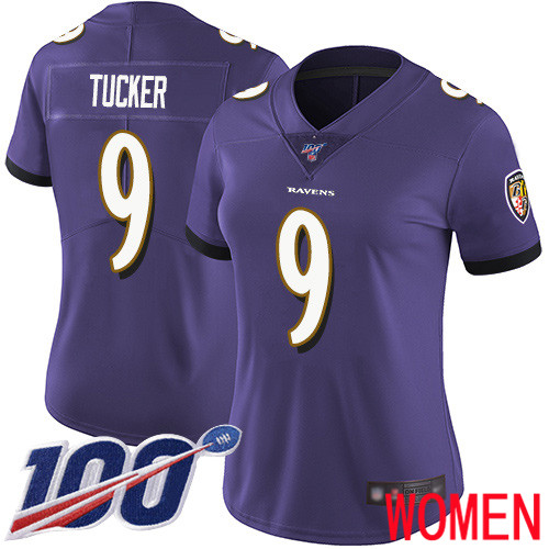 Baltimore Ravens Limited Purple Women Justin Tucker Home Jersey NFL Football #9 100th Season Vapor Untouchable->women nfl jersey->Women Jersey